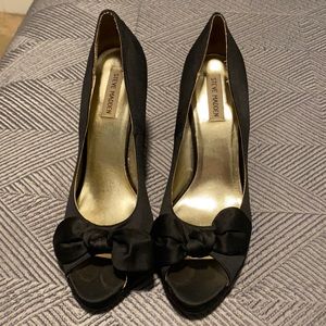Black peep toe wedges